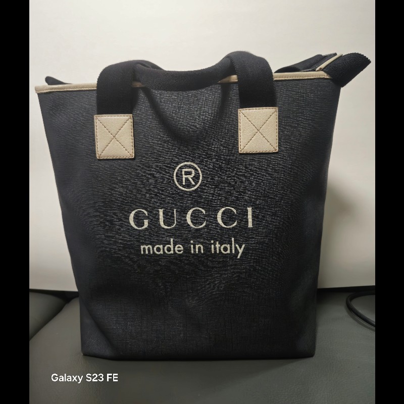 Gucci 162163 Black PVC Tote bag 黑色肩背袋-0