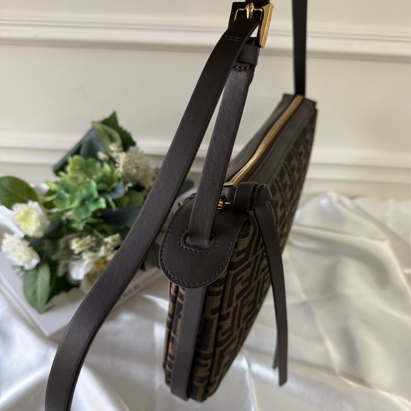 Simply FF Logo 緹花帆布肩背包/手提包(棕色)-2