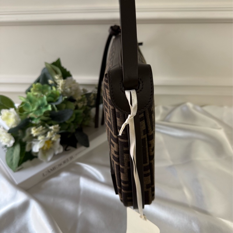 Simply FF Logo 緹花帆布肩背包/手提包(棕色)-3