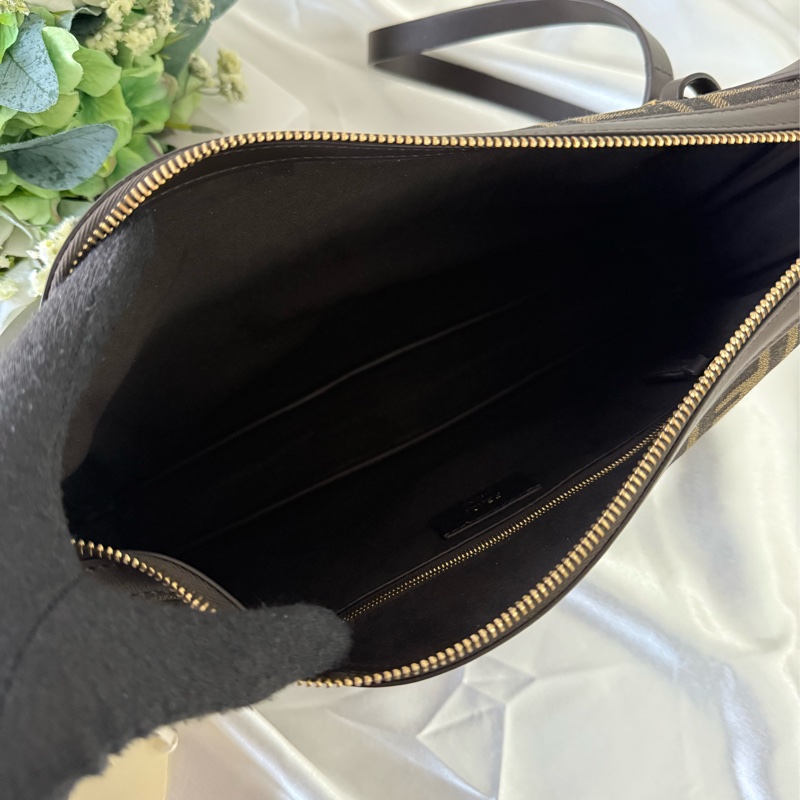 Simply FF Logo 緹花帆布肩背包/手提包(棕色)-6