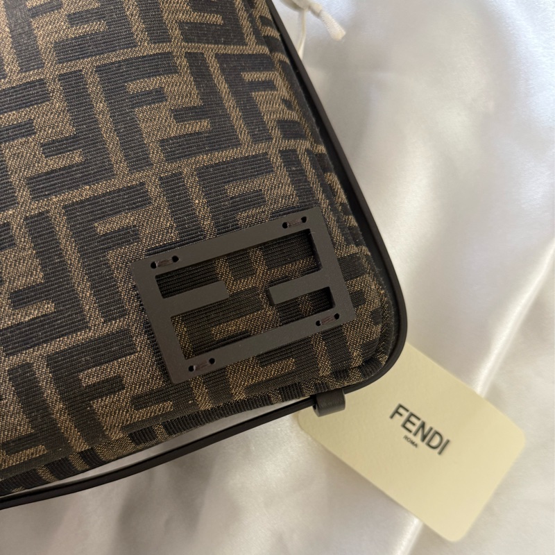 Simply FF Logo 緹花帆布肩背包/手提包(棕色)-9