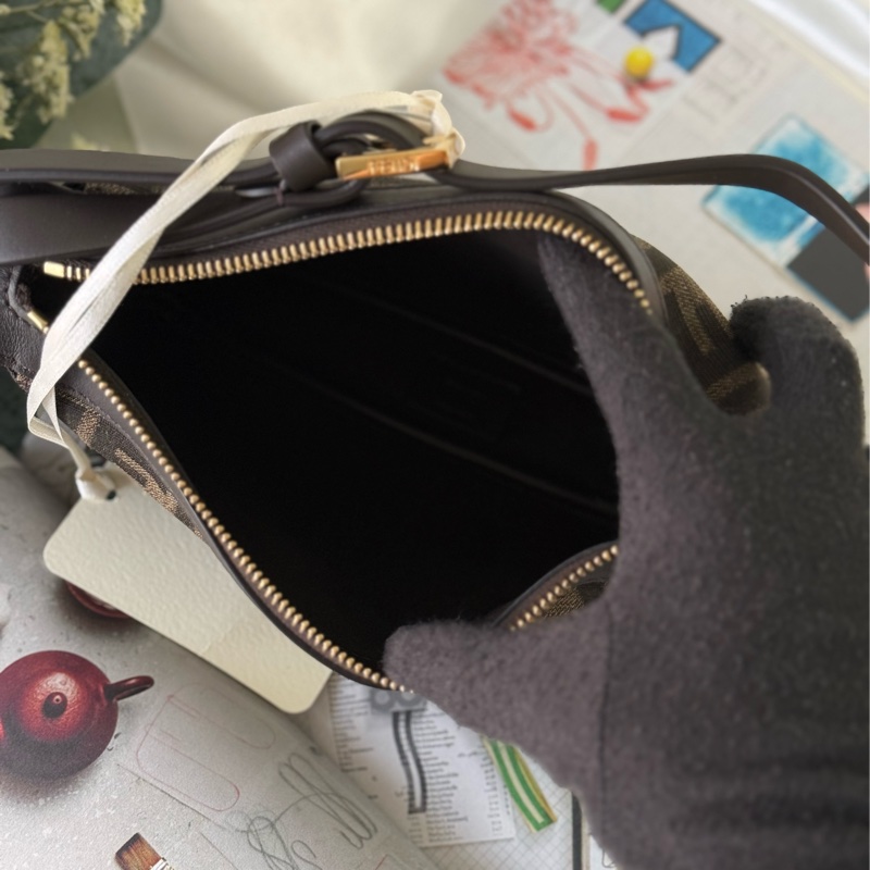 Simply FF Logo 緹花帆布迷你肩背包/手提包(棕色)-6