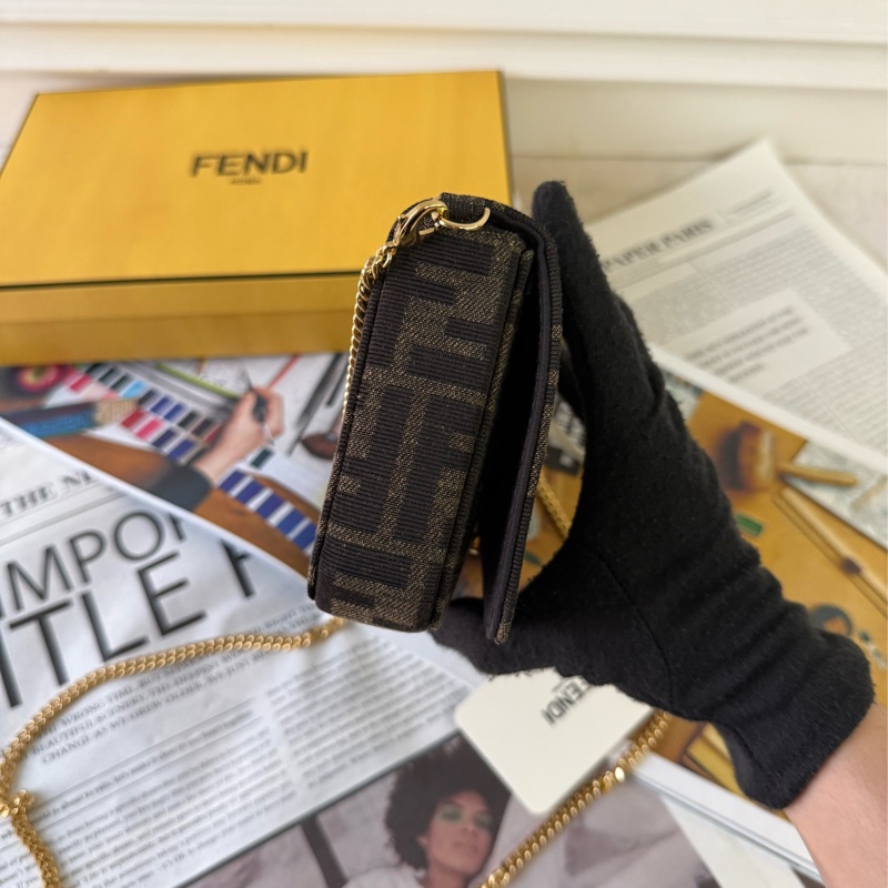 Fendigraphy FF Logo 緹花帆布二合一鍊包/WOC(棕色)-1