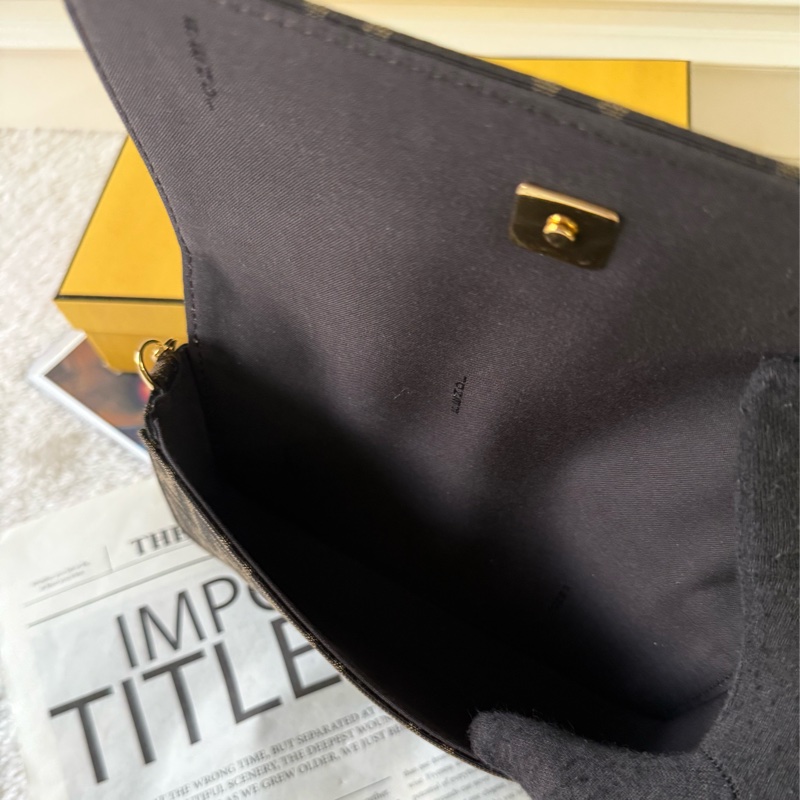 Fendigraphy FF Logo 緹花帆布二合一鍊包/WOC(棕色)-5