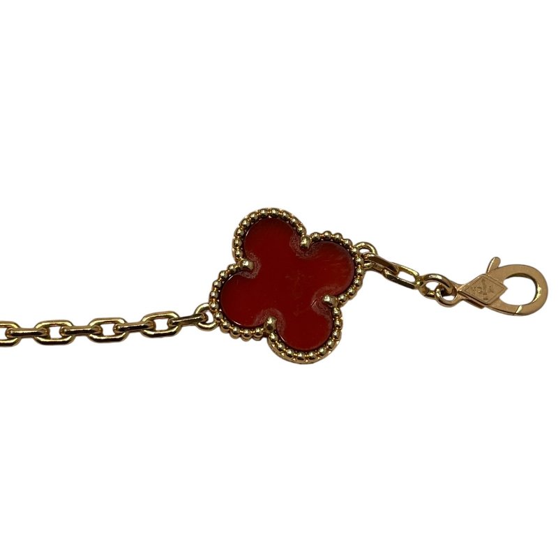 VAN CLEEF&ARPELS 梵克雅寶 ALHAMBRA 5花手鍊 K18PG 紅玉隨 璣鏤雕花-3