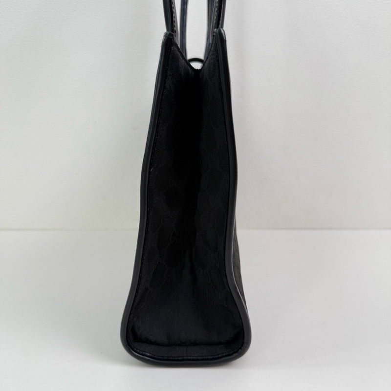 Gucci/古馳 黑色提花單肩包 銀扣-3