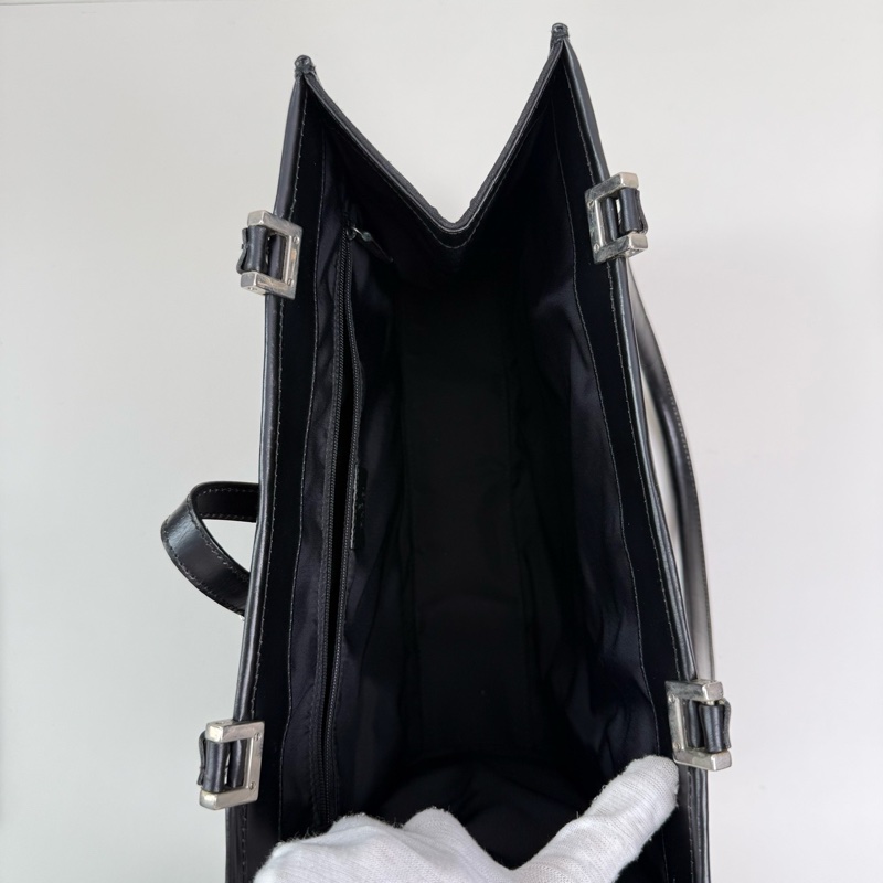 Gucci/古馳 黑色提花單肩包 銀扣-5