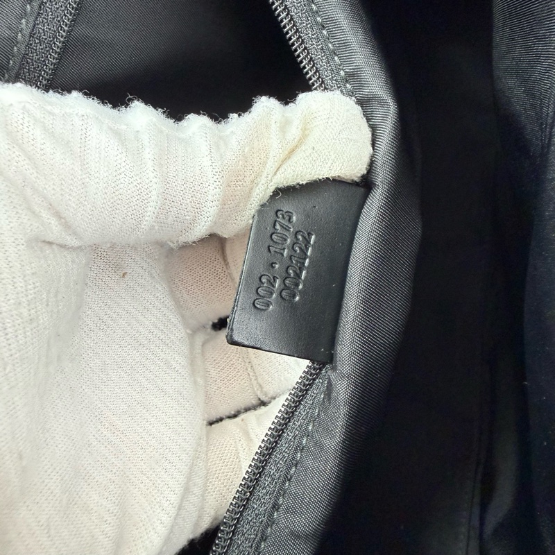 Gucci/古馳 黑色提花單肩包 銀扣-7