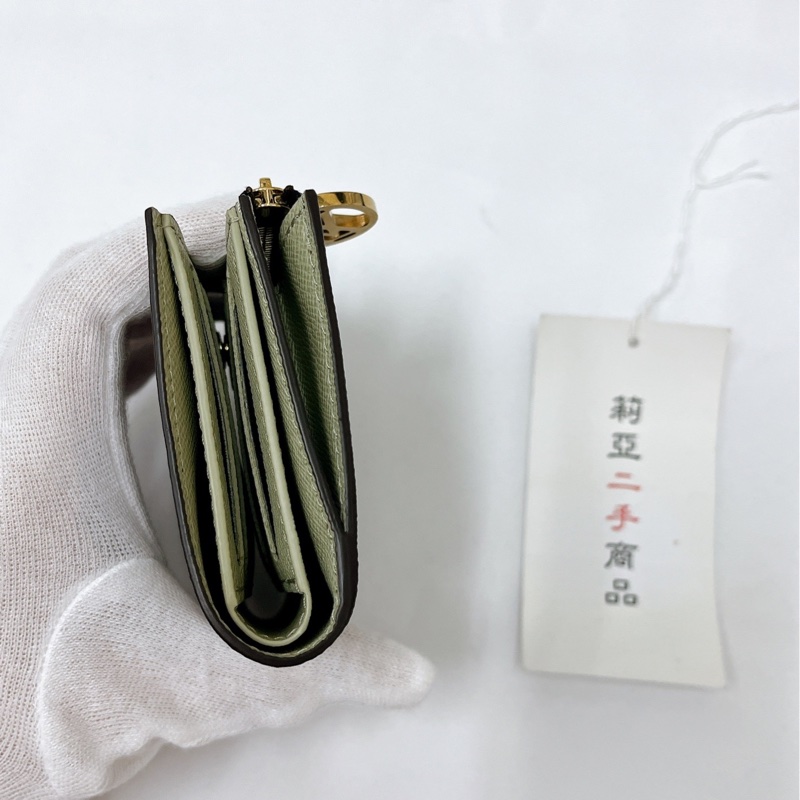 莉亞精品♡LV 對開短夾 綠 二手-5