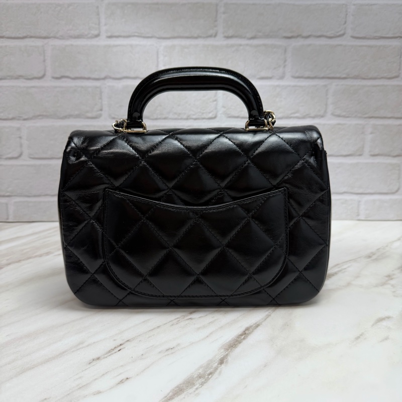 Chanel 24C 提把方胖 手提/斜揹 黑金-1