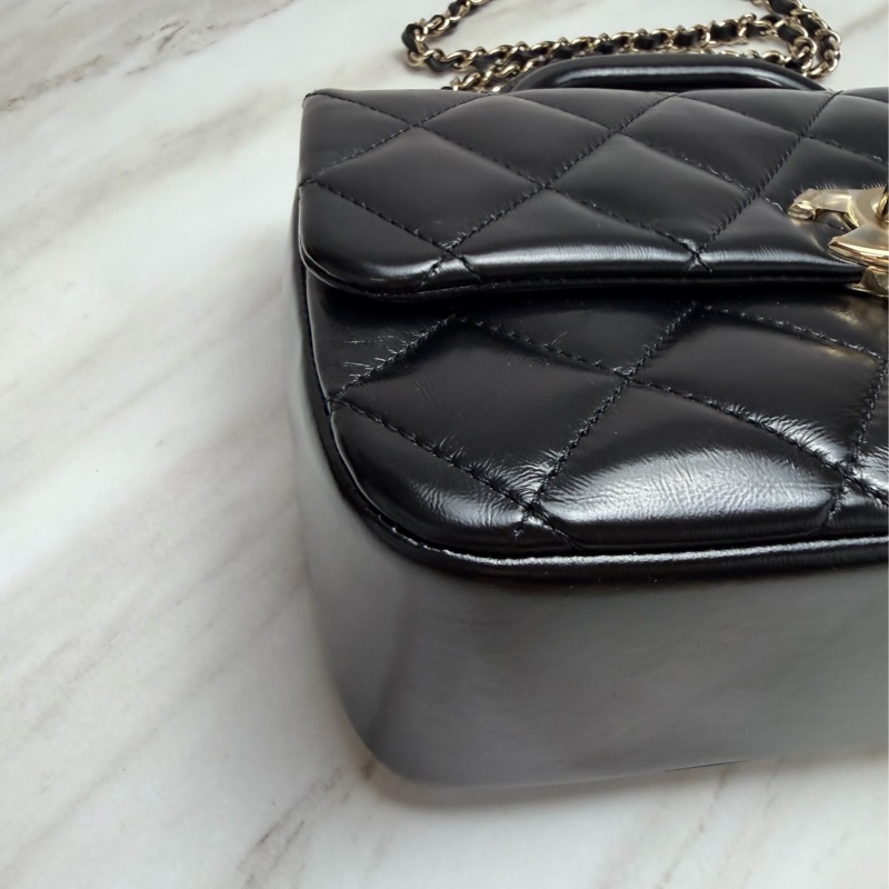 Chanel 24C 提把方胖 手提/斜揹 黑金-2