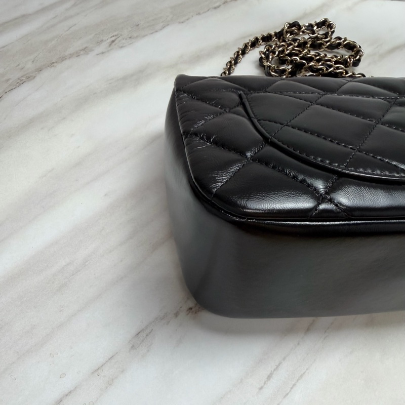 Chanel 24C 提把方胖 手提/斜揹 黑金-4