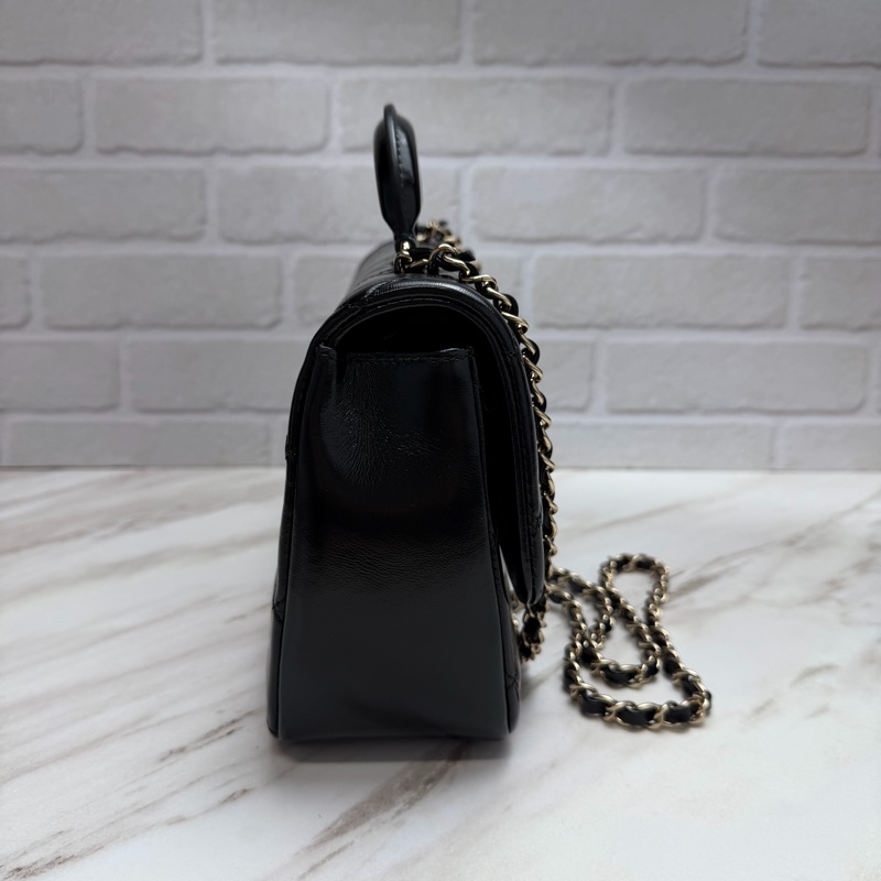 Chanel 24C 提把方胖 手提/斜揹 黑金-6