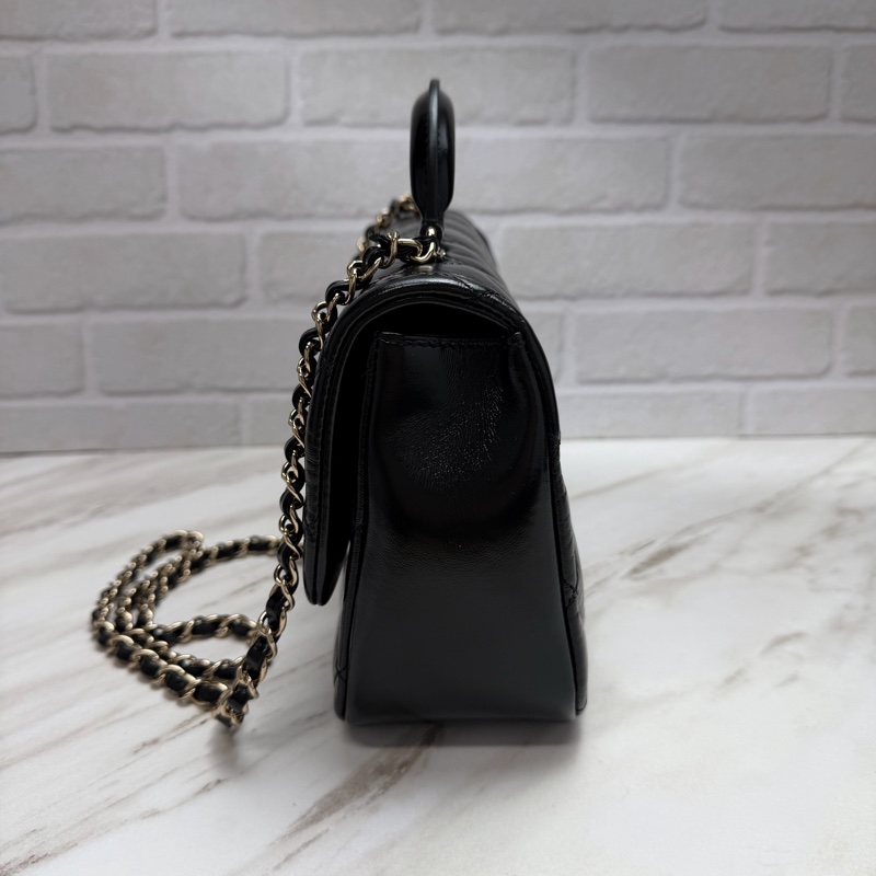 Chanel 24C 提把方胖 手提/斜揹 黑金-7