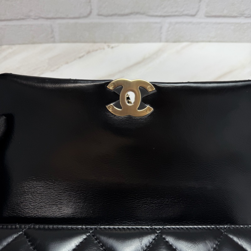 Chanel 24C 提把方胖 手提/斜揹 黑金-10