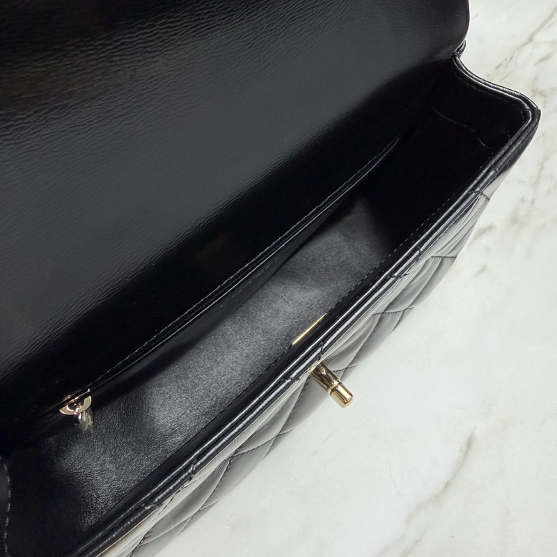 Chanel 24C 提把方胖 手提/斜揹 黑金-12