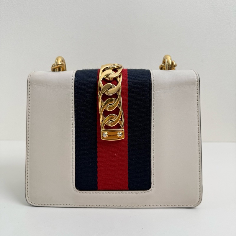 古馳/Gucci 白色手提斜挎包 金扣-2