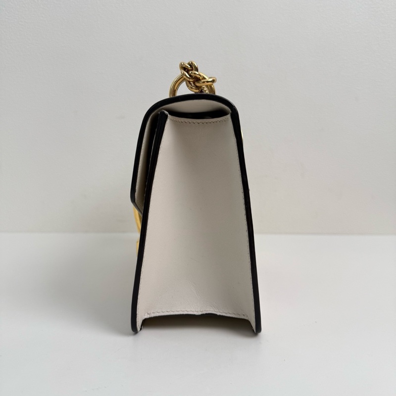 古馳/Gucci 白色手提斜挎包 金扣-4