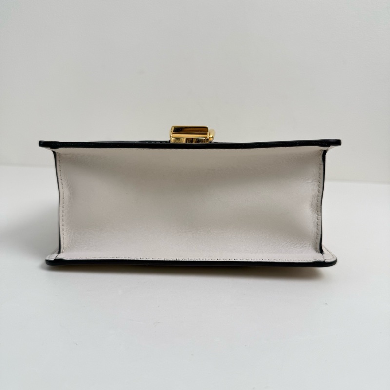 古馳/Gucci 白色手提斜挎包 金扣-5