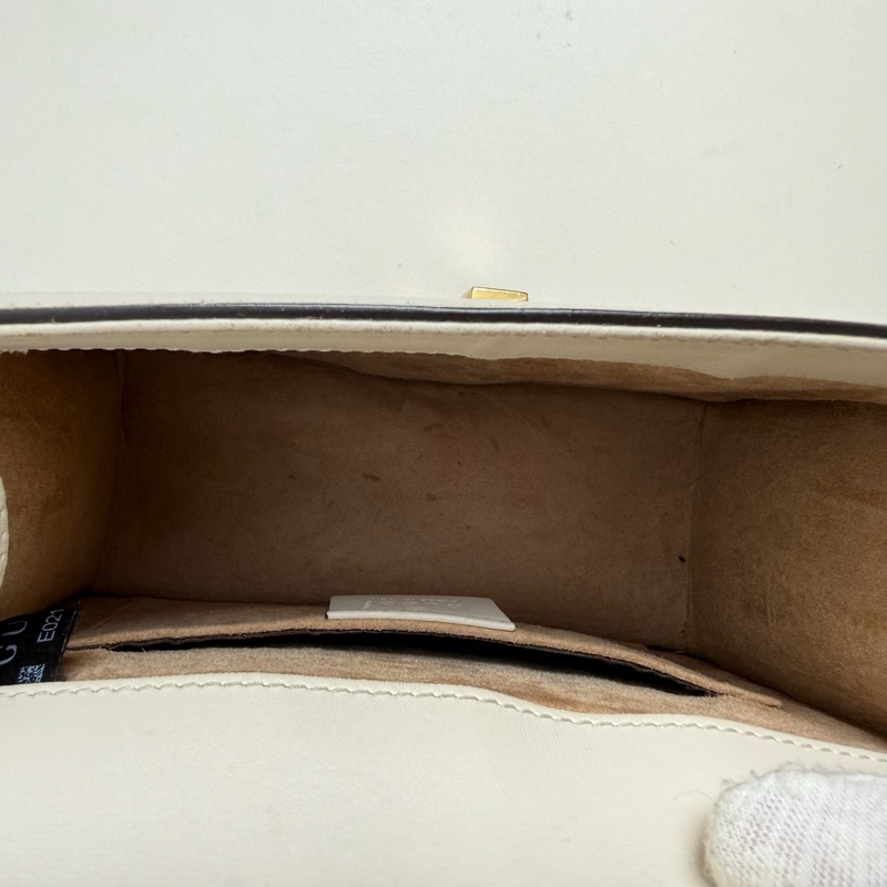 古馳/Gucci 白色手提斜挎包 金扣-6