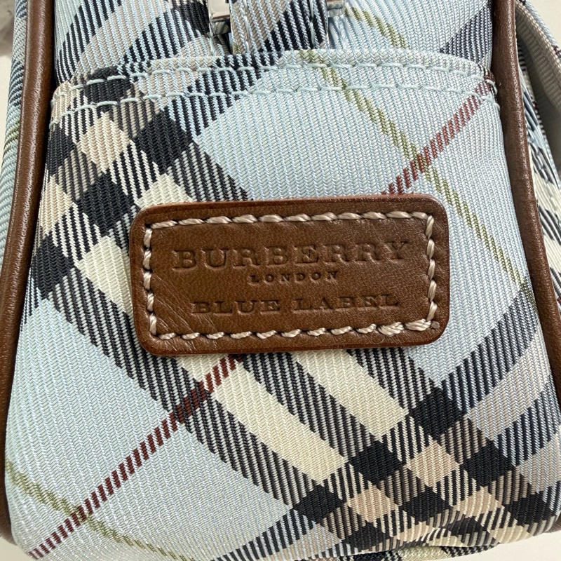 Burberry/博柏利 淺藍色格紋相機包 斜挎包 銀扣-8