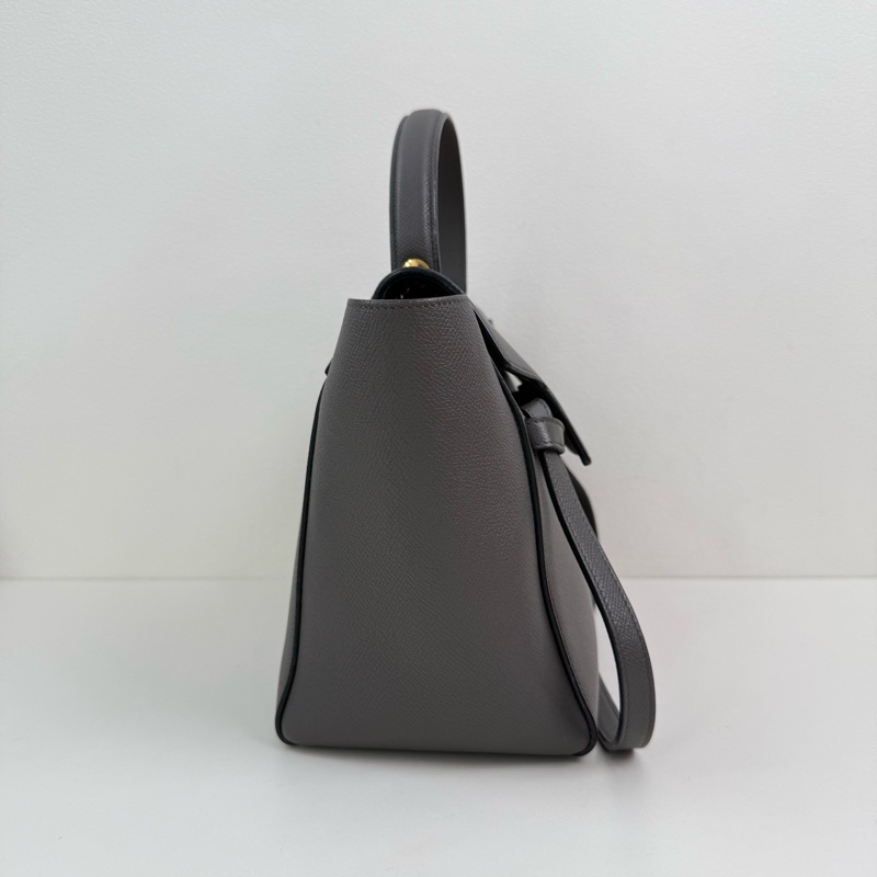 賽琳/Celine 灰色牛皮手提斜挎包 金扣-1
