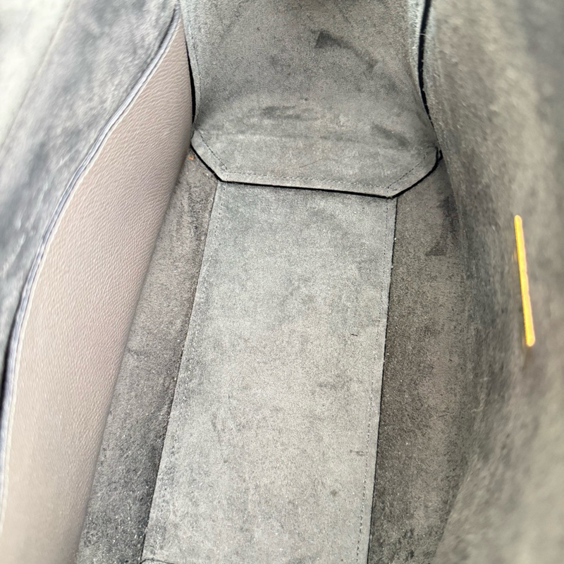 賽琳/Celine 灰色牛皮手提斜挎包 金扣-6