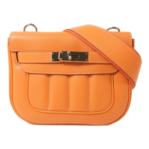 HERMES Swift皮革Mini Berline銀扣肩背袋Feu