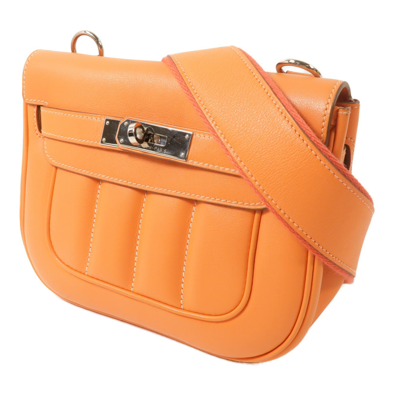 HERMES Swift皮革Mini Berline銀扣肩背袋Feu-1