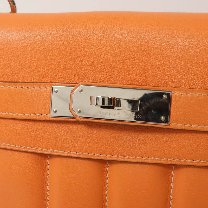 HERMES Swift皮革Mini Berline銀扣肩背袋Feu-7