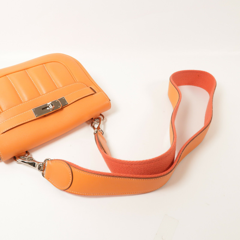 HERMES Swift皮革Mini Berline銀扣肩背袋Feu-8