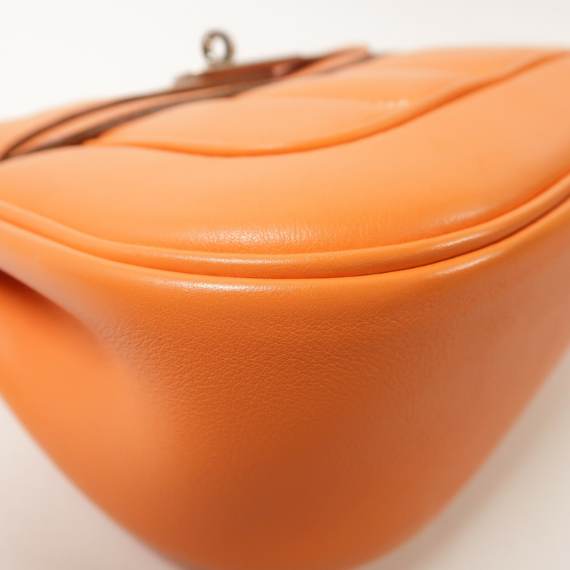 HERMES Swift皮革Mini Berline銀扣肩背袋Feu-10