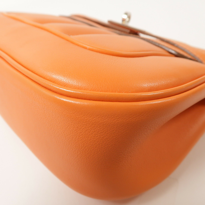 HERMES Swift皮革Mini Berline銀扣肩背袋Feu-11