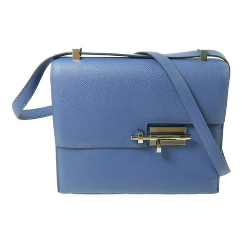 HERMES Epsom皮革Verrou 23銀扣肩背袋Bleu Encre