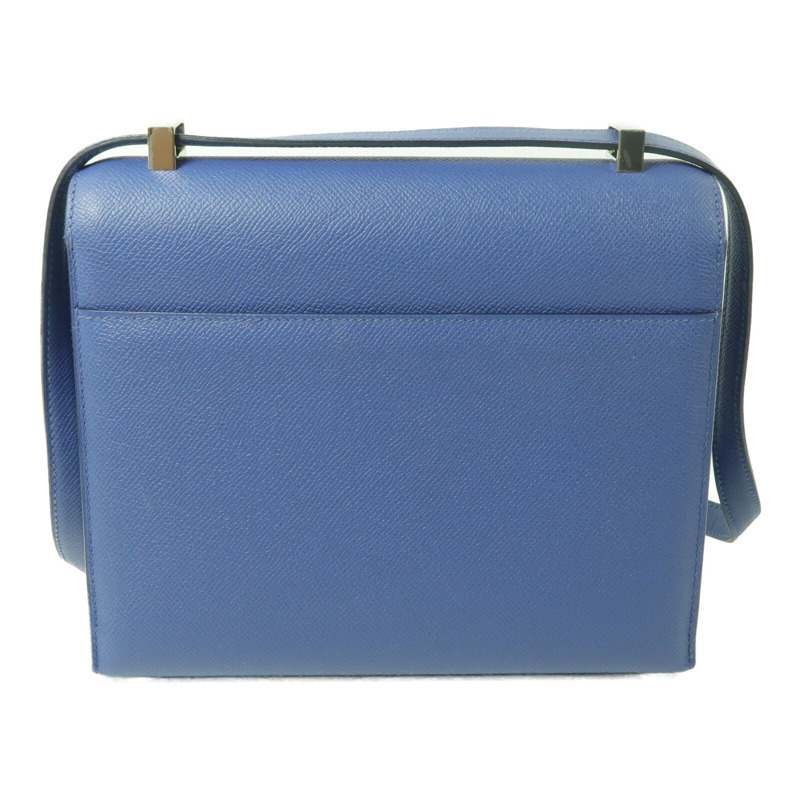 HERMES Epsom皮革Verrou 23銀扣肩背袋Bleu Encre-2