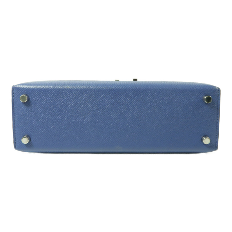 HERMES Epsom皮革Verrou 23銀扣肩背袋Bleu Encre-3