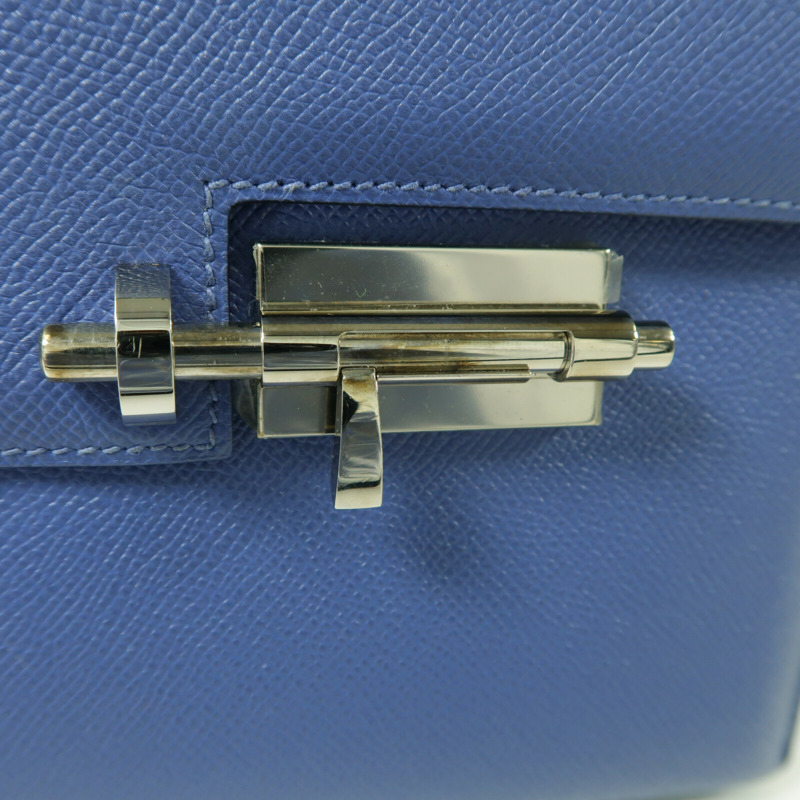 HERMES Epsom皮革Verrou 23銀扣肩背袋Bleu Encre-7