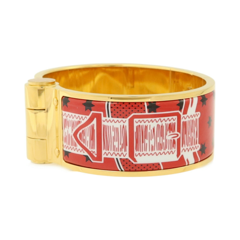 HERMES 金屬/琺瑯Charniere Wide Bangle金扣手鐲-1