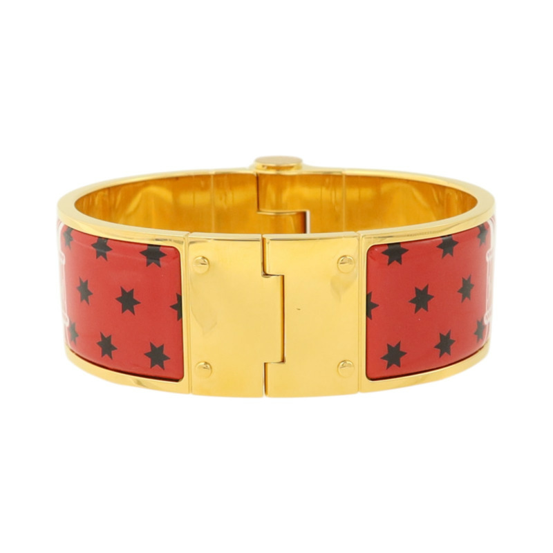 HERMES 金屬/琺瑯Charniere Wide Bangle金扣手鐲-2