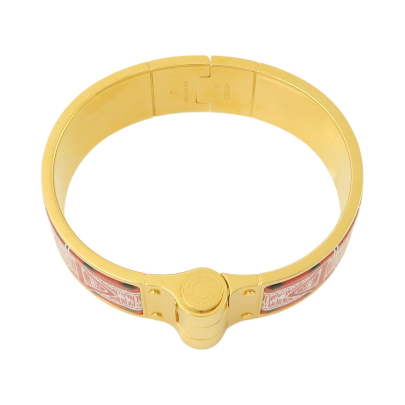 HERMES 金屬/琺瑯Charniere Wide Bangle金扣手鐲-3