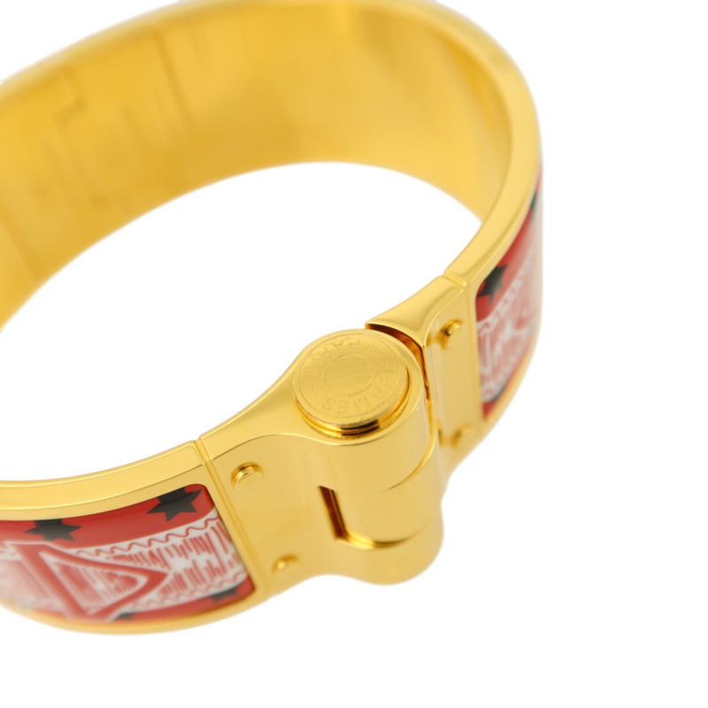 HERMES 金屬/琺瑯Charniere Wide Bangle金扣手鐲-5