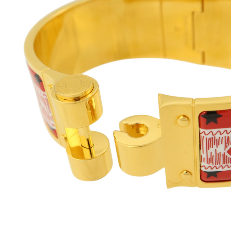 HERMES 金屬/琺瑯Charniere Wide Bangle金扣手鐲-6