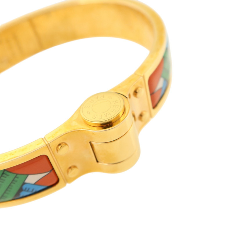 HERMES 金屬/琺瑯Charniere Narrow Bangle手鐲-4