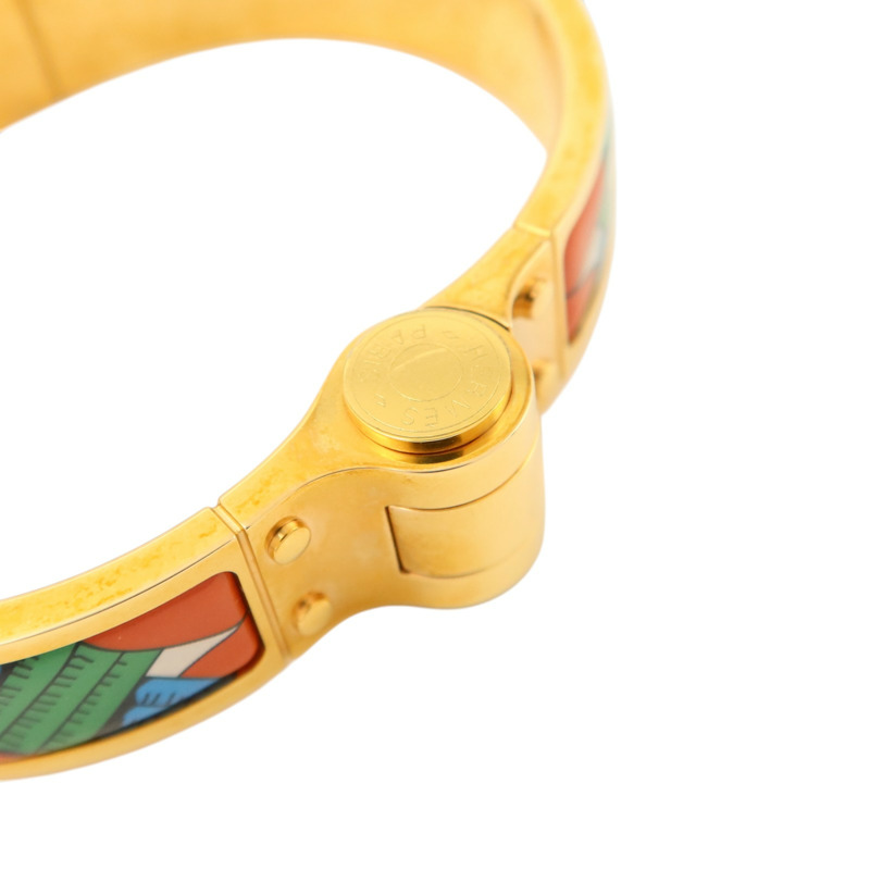 HERMES 金屬/琺瑯Charniere Narrow Bangle手鐲-8