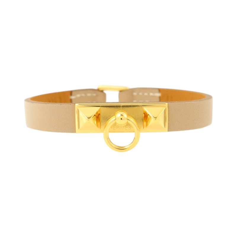 HERMES Swift皮革Rivale Mini Bracelet金扣手鏈-0
