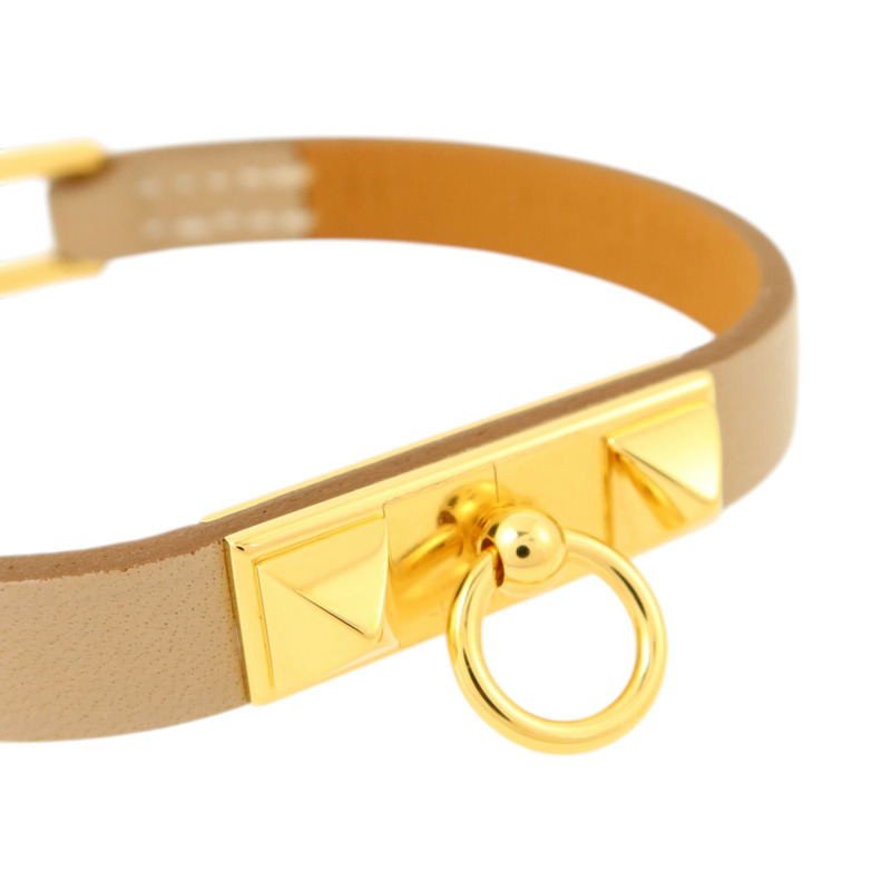 HERMES Swift皮革Rivale Mini Bracelet金扣手鏈-10