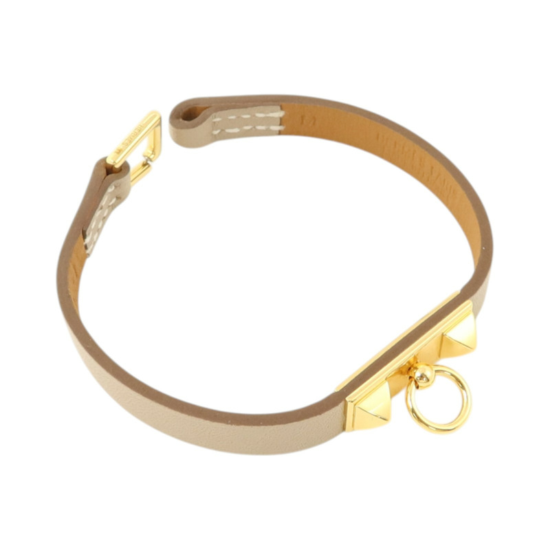 HERMES Swift皮革Rivale Mini Bracelet金扣手鏈-11
