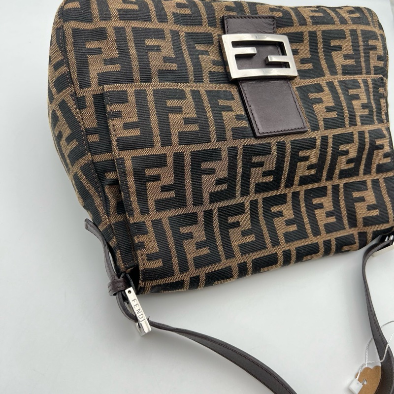 FENDI 芬迪中古老花大胖丁單肩包 銀扣 尺寸約29*21*12-5