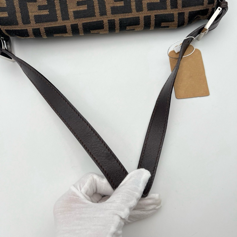 FENDI 芬迪中古老花大胖丁單肩包 銀扣 尺寸約29*21*12-8