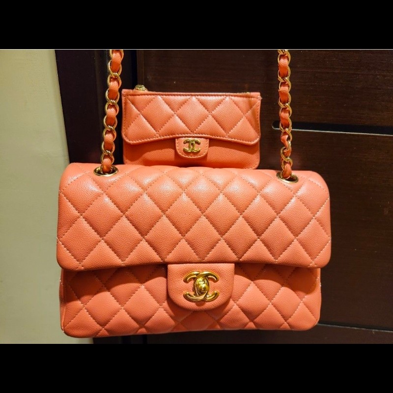 Chanel Classic Flap 23 (CF) 荔枝牛皮淡金扣-0